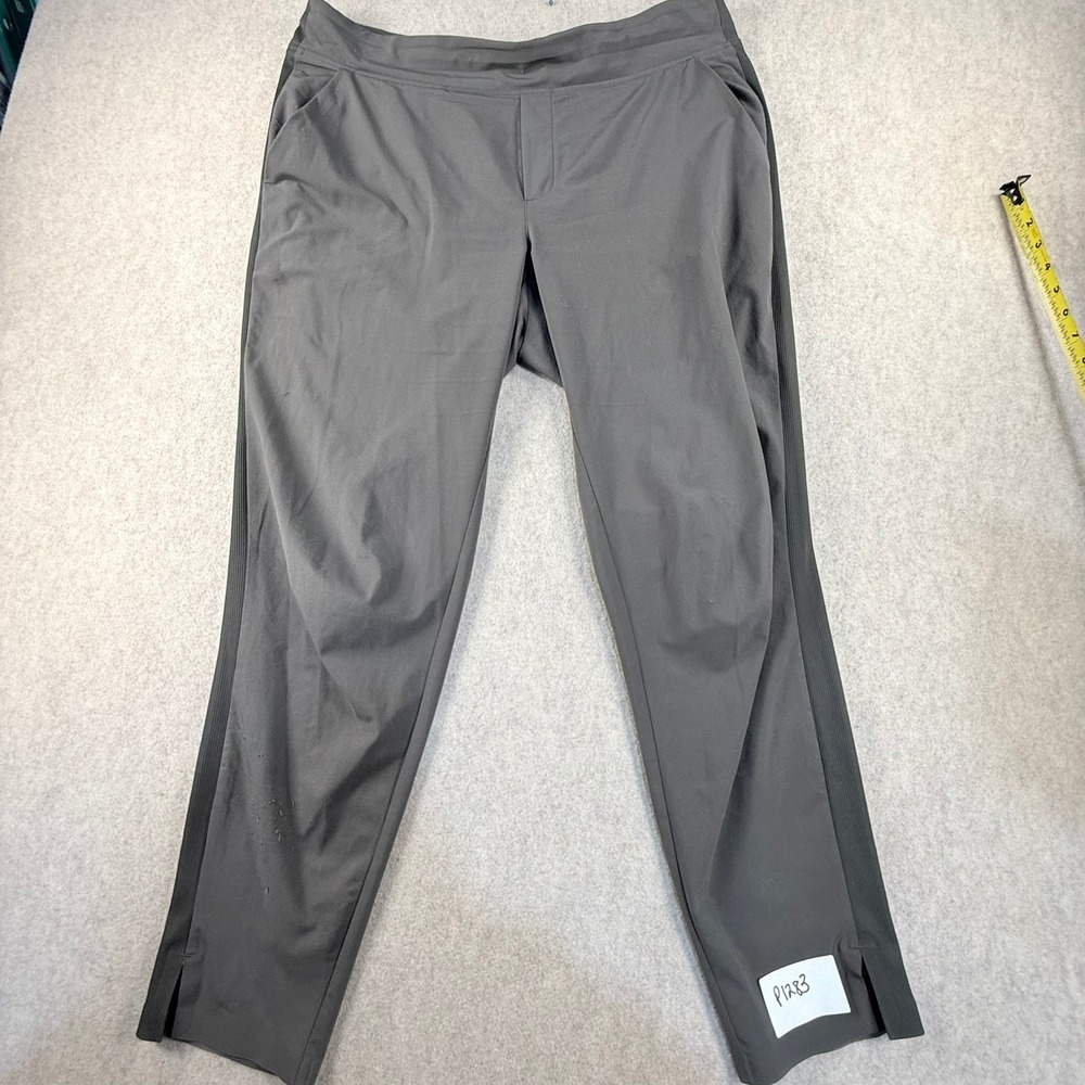 Athleta Womens Gray Ribbed Trim Tapered Athletic Pants Size 14